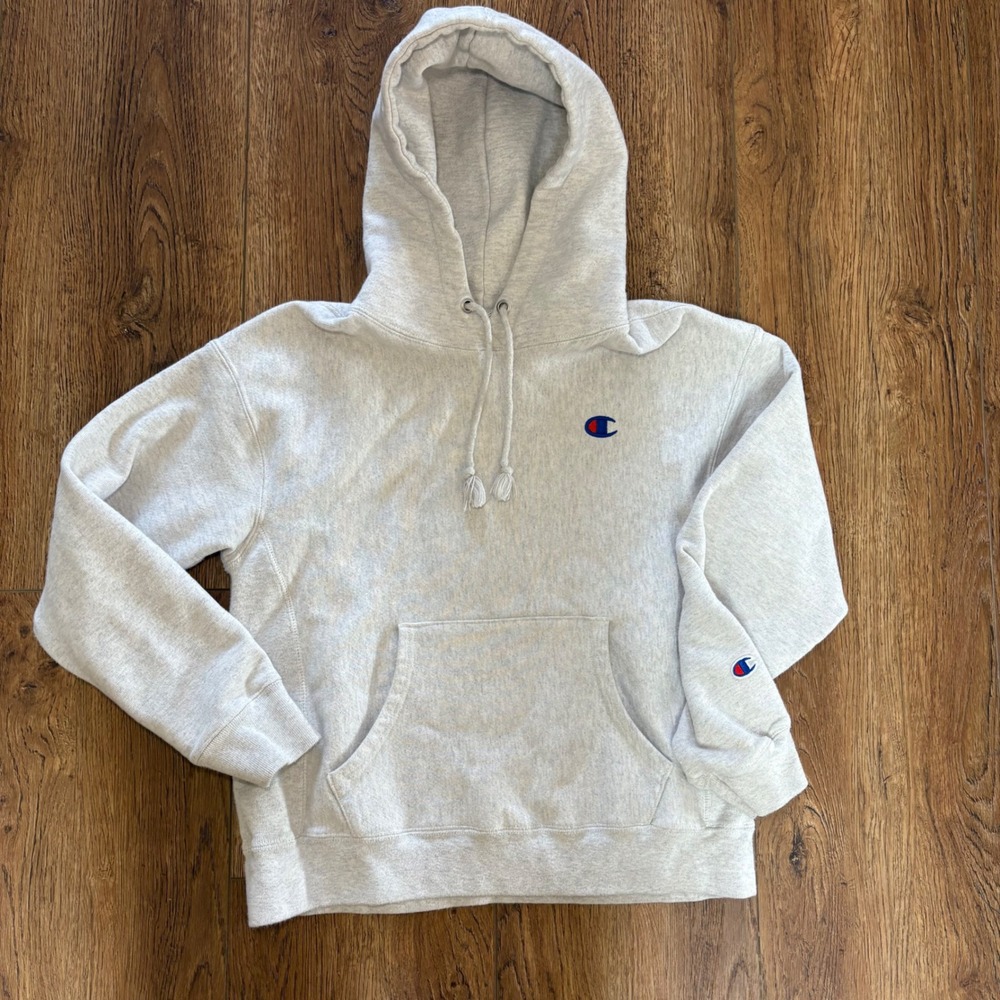 y2k Champion Reverse Weave Hoodie Heather‎ Grey Womens M Pullover Sweatshirt